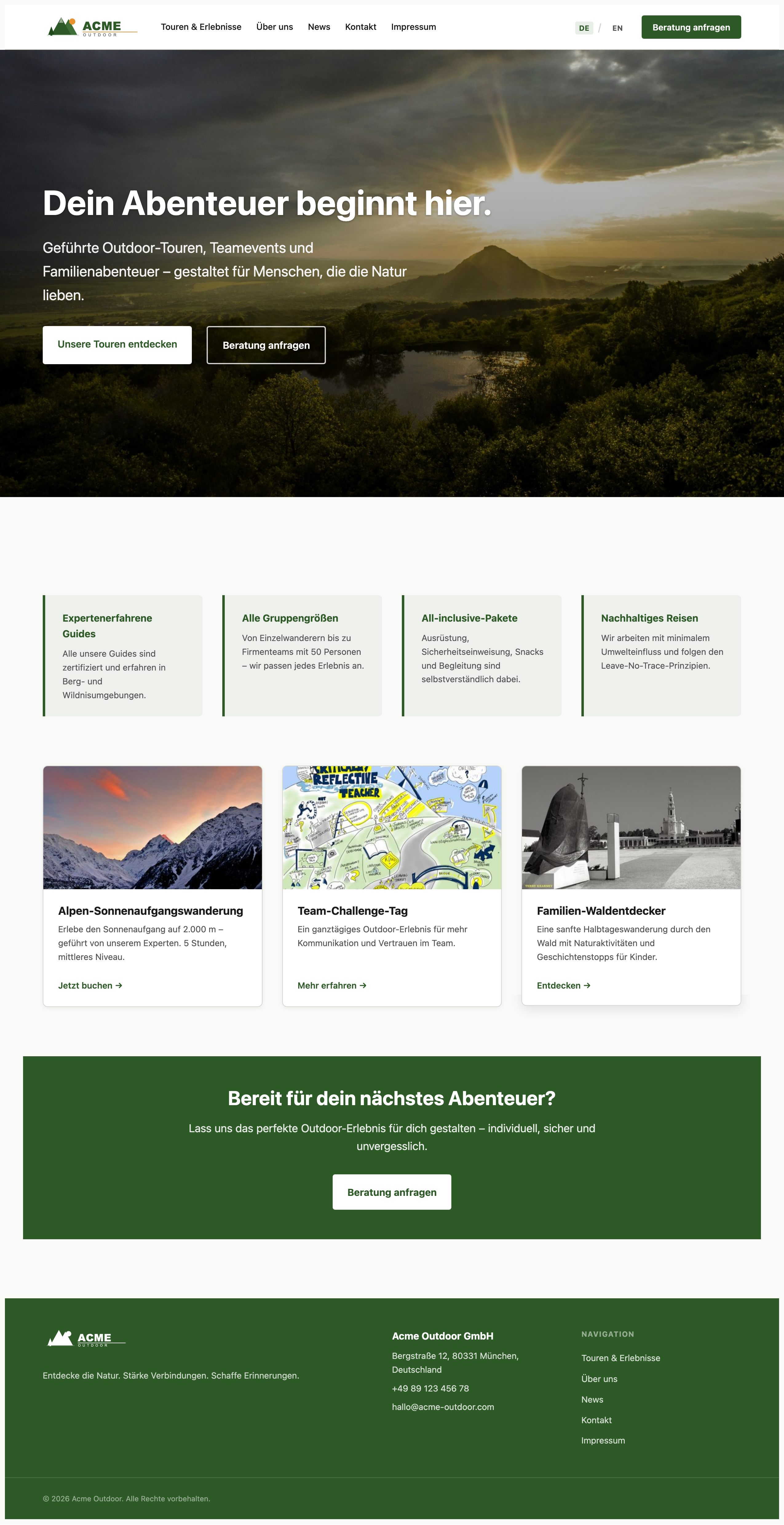 Acme Outdoor website
